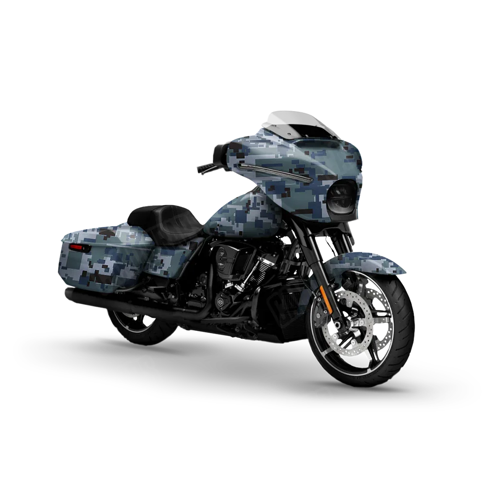 Digital Navy Motorcycle Wraps