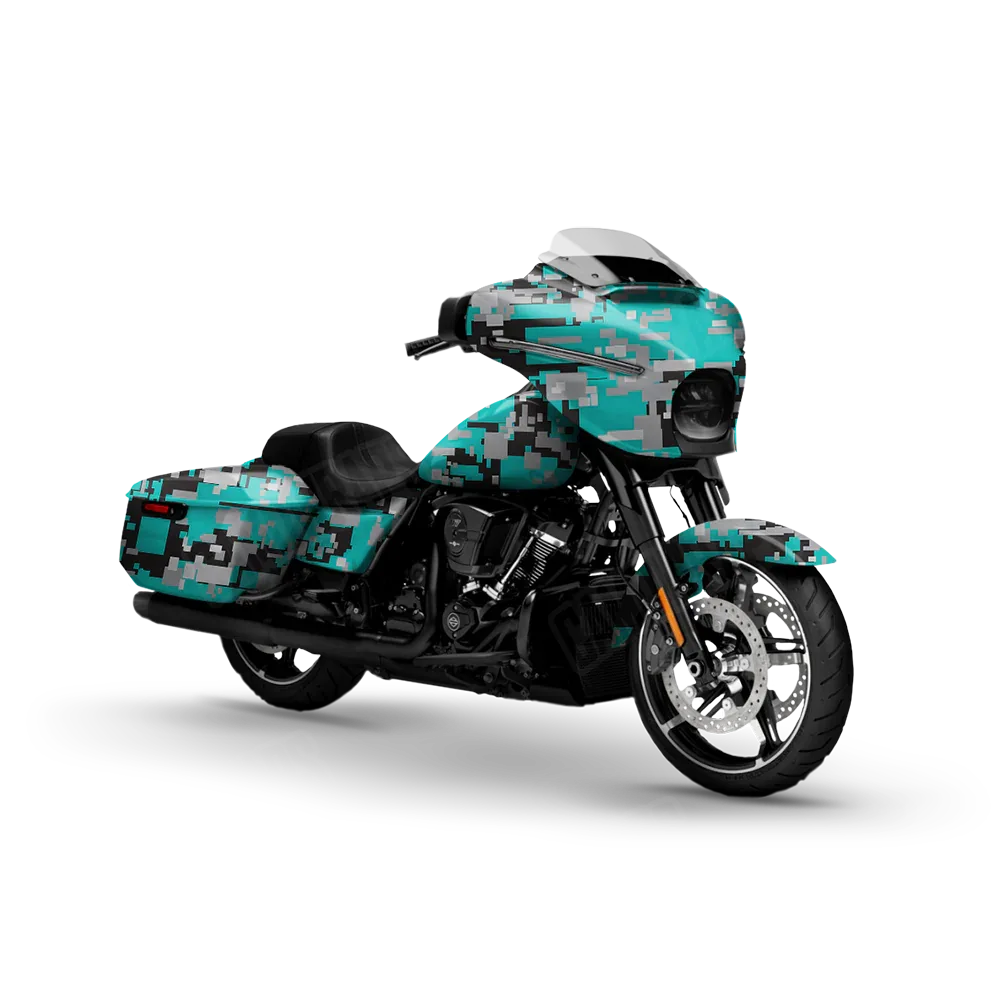 Digital Tiffany Blue Tiger Motorcycle Wraps