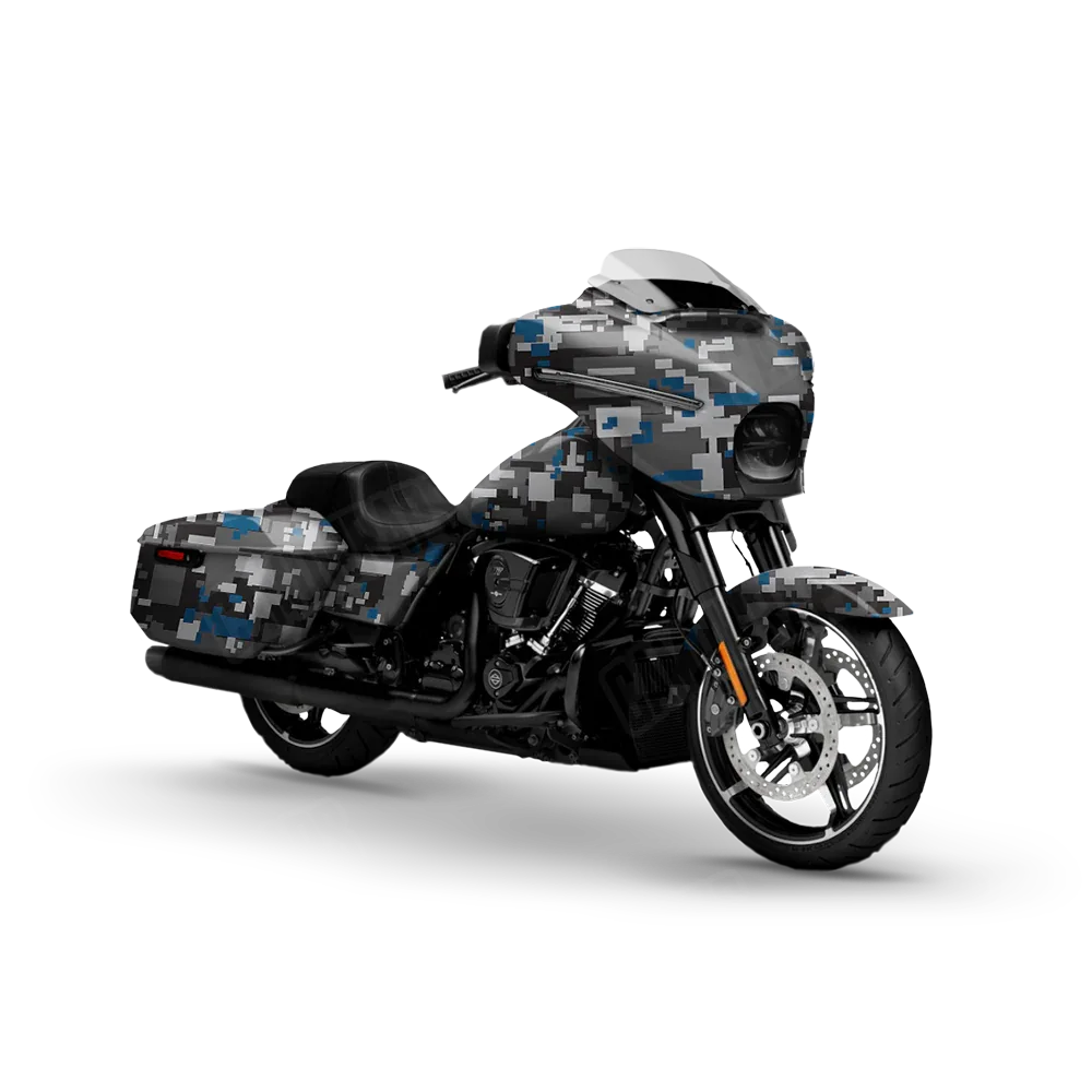 Digital Urban Blue Motorcycle Wraps