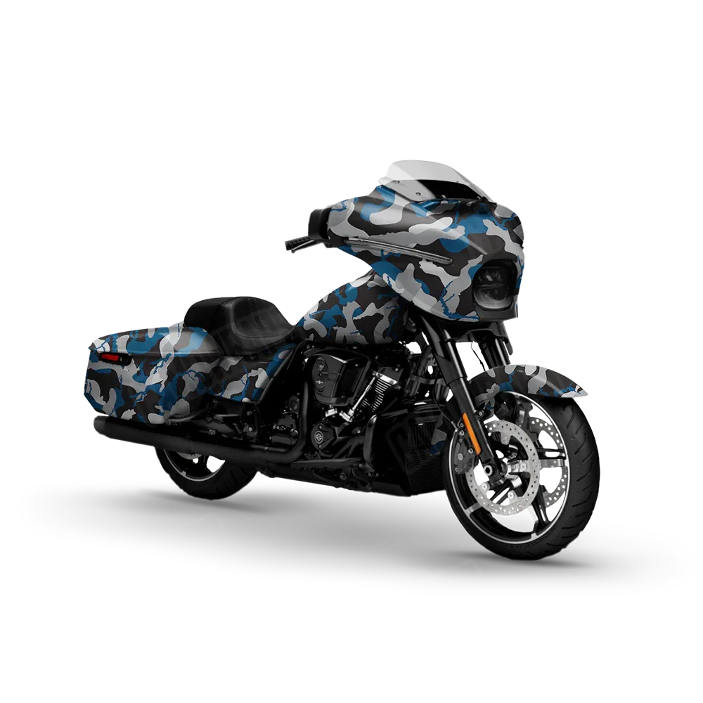 Ragged Blue Tiger Motorcycle Wraps