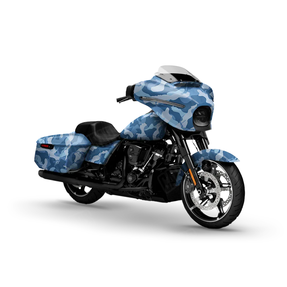 Ragged Cool Blue Motorcycle Wraps