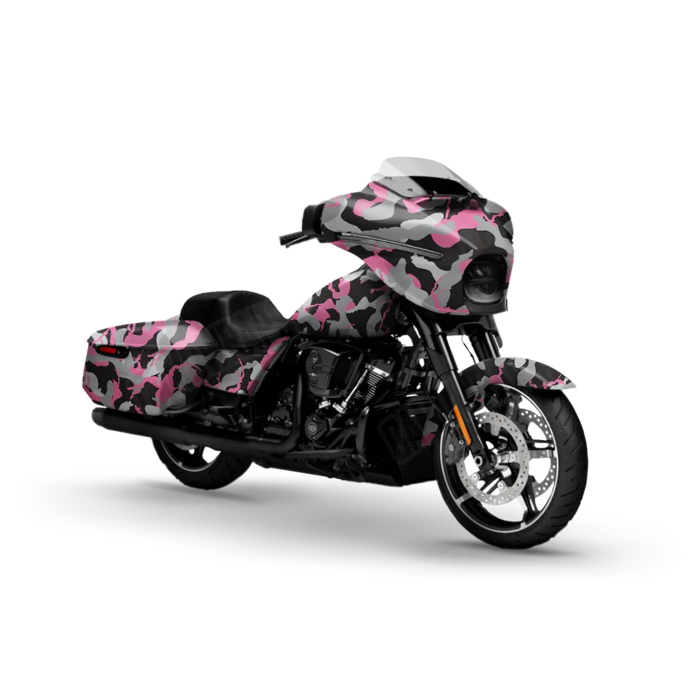 Ragged Pink Tiger Motorcycle Wraps