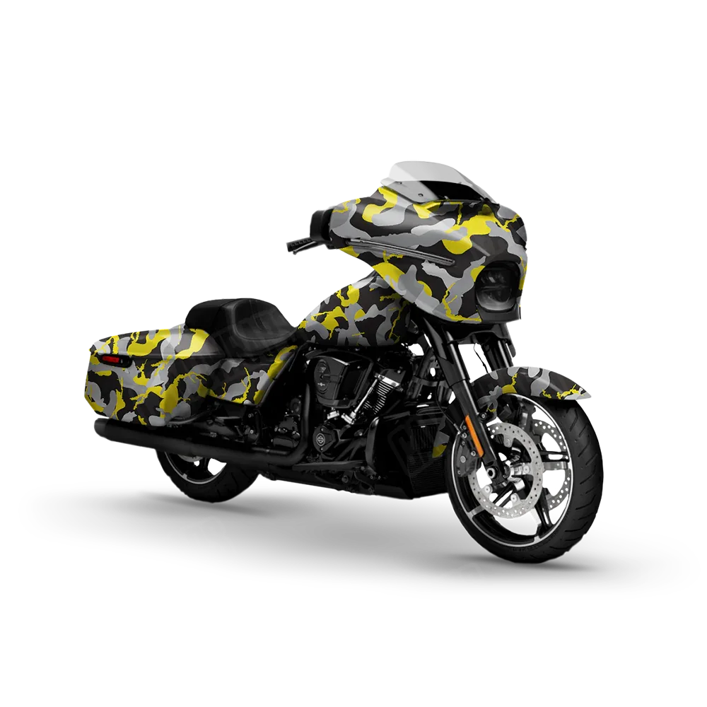 Ragged Yellow Tiger Motorcycle Wraps