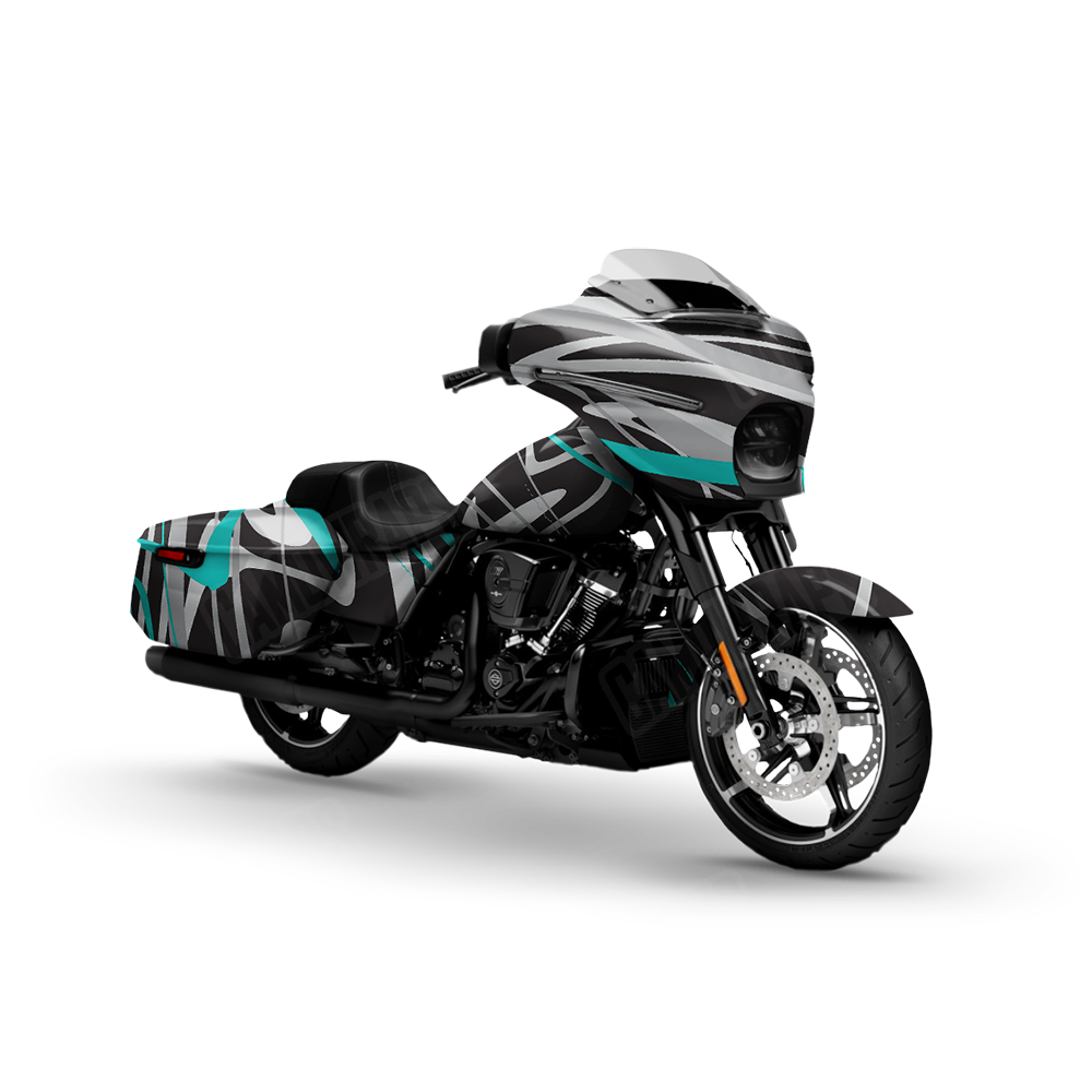 Liquid Smoke Tiffany Blue Tiger Motorcycle Wraps