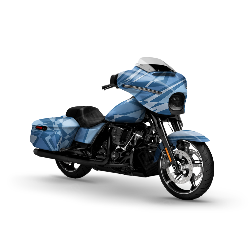 Sharp Cool Blue Motorcycle Wraps