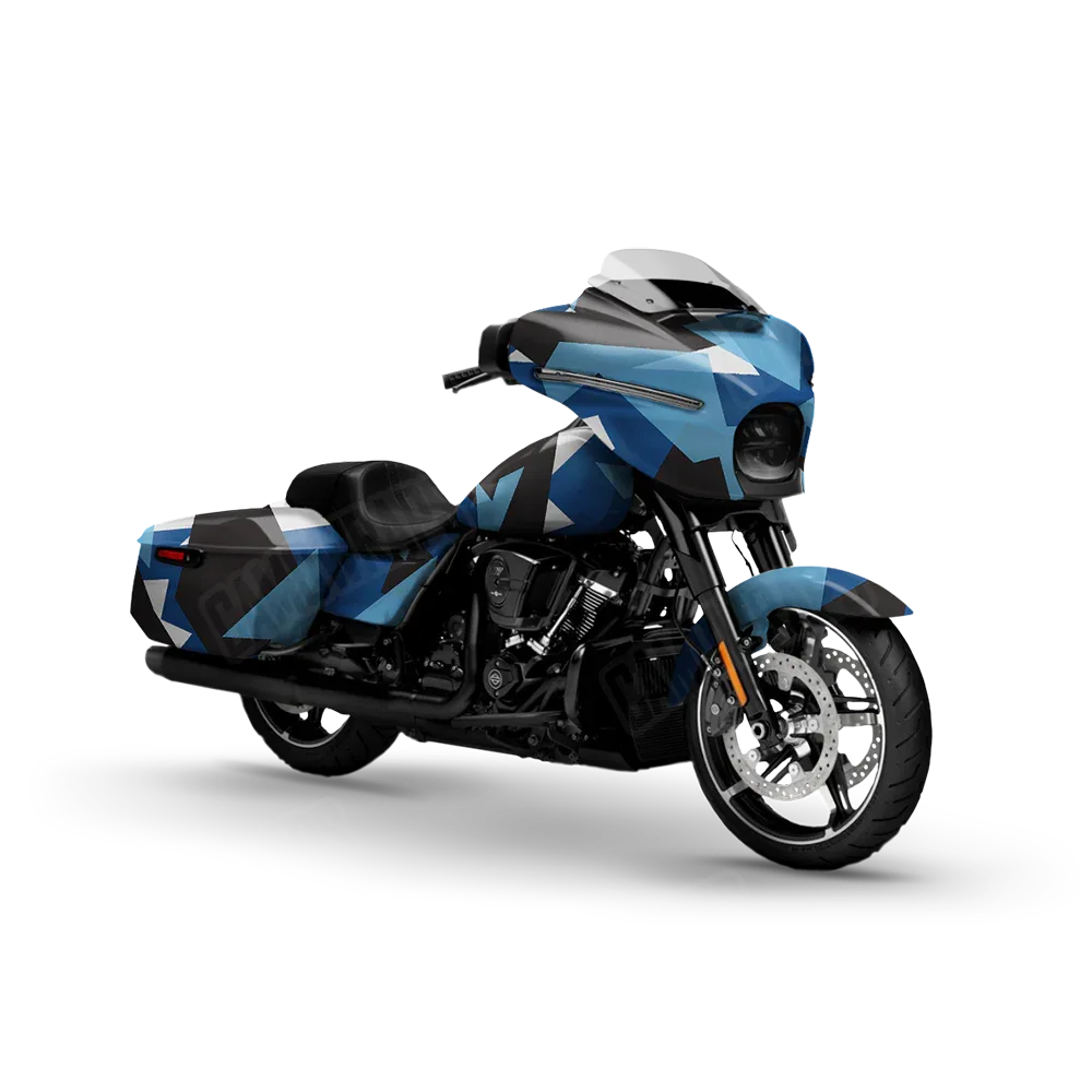 Shattered Baby Blue Motorcycle Wraps