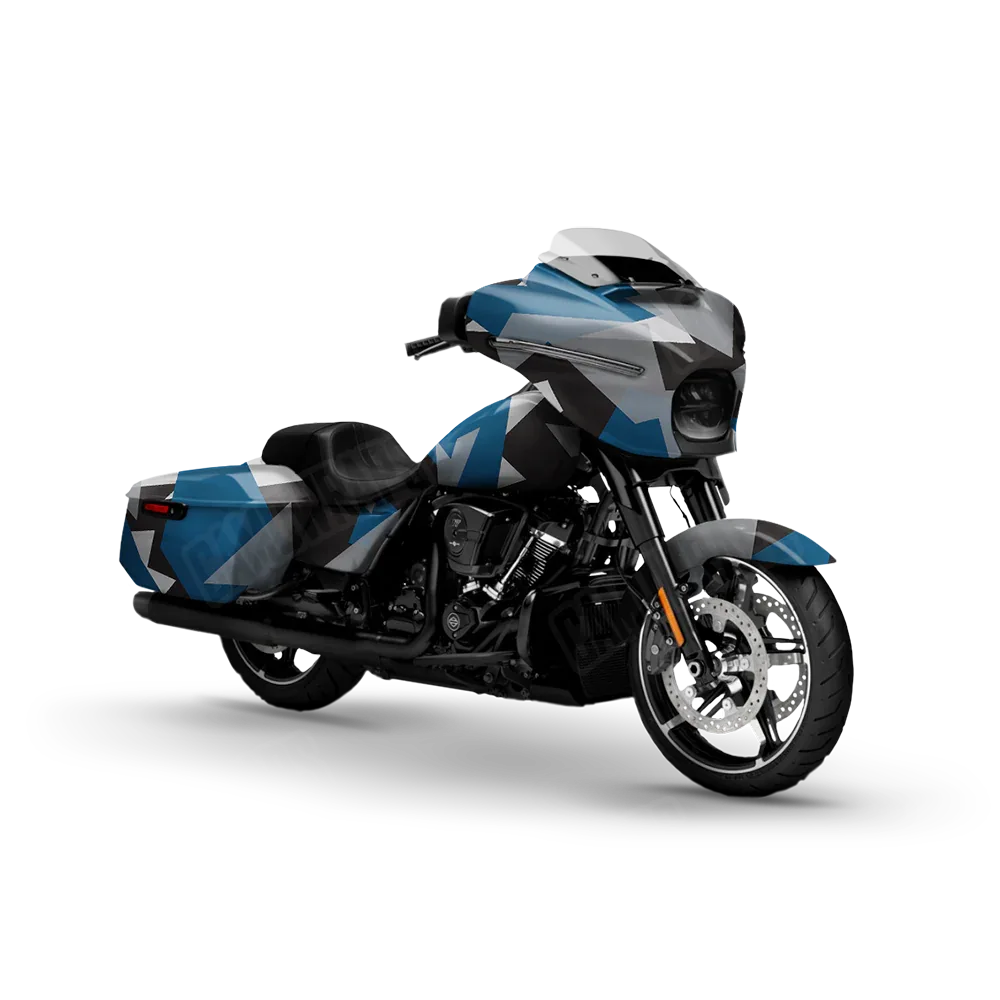 Shattered Blue Tiger Motorcycle Wraps