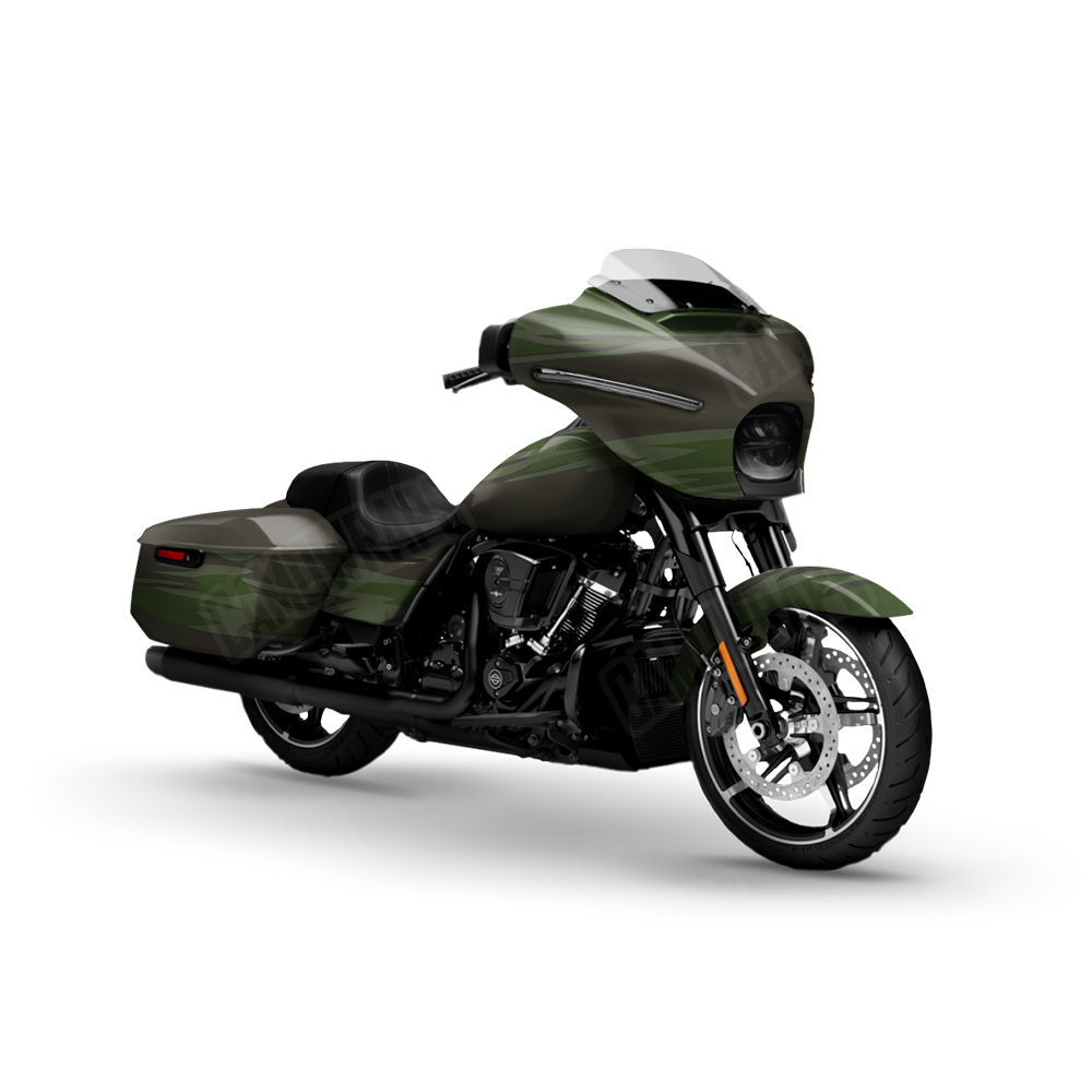Shredded Army Dark Green Motorcycle Wraps