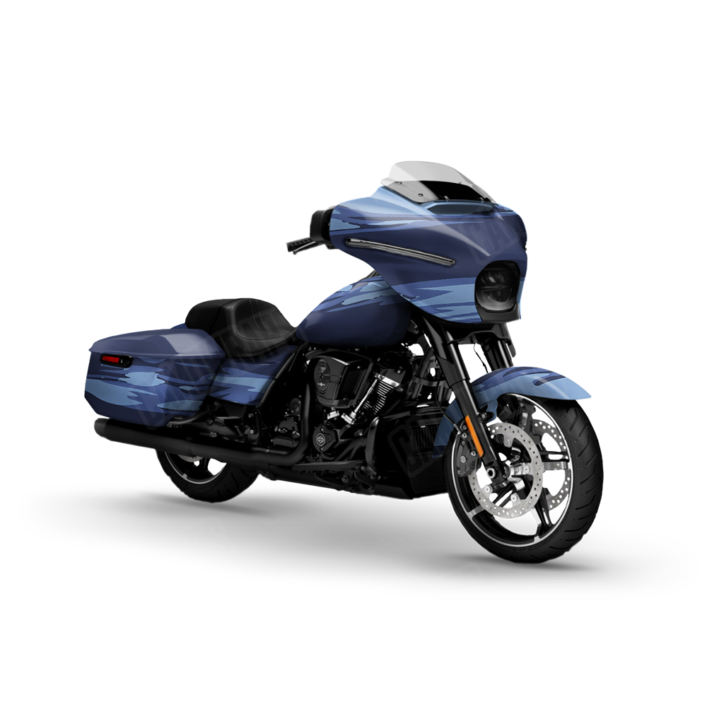 Shredded Blue Urban Night Motorcycle Wraps