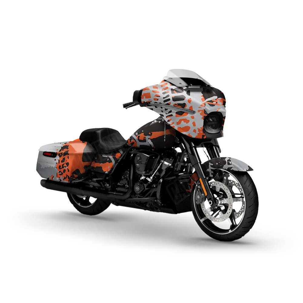 Tire Splatter Orange Tiger Motorcycle Wraps