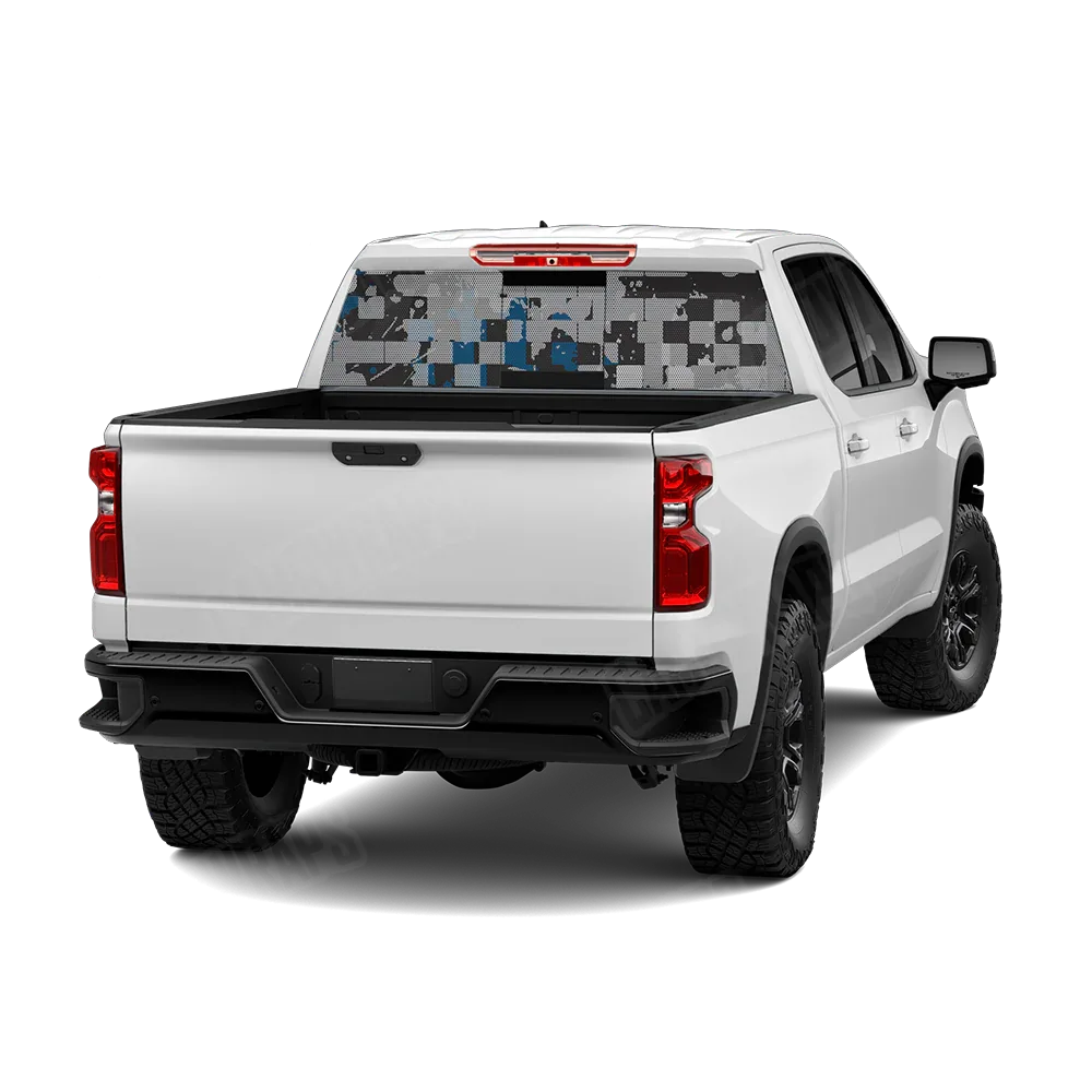 Broken Plaid Blue Tiger Rear Window Graphics