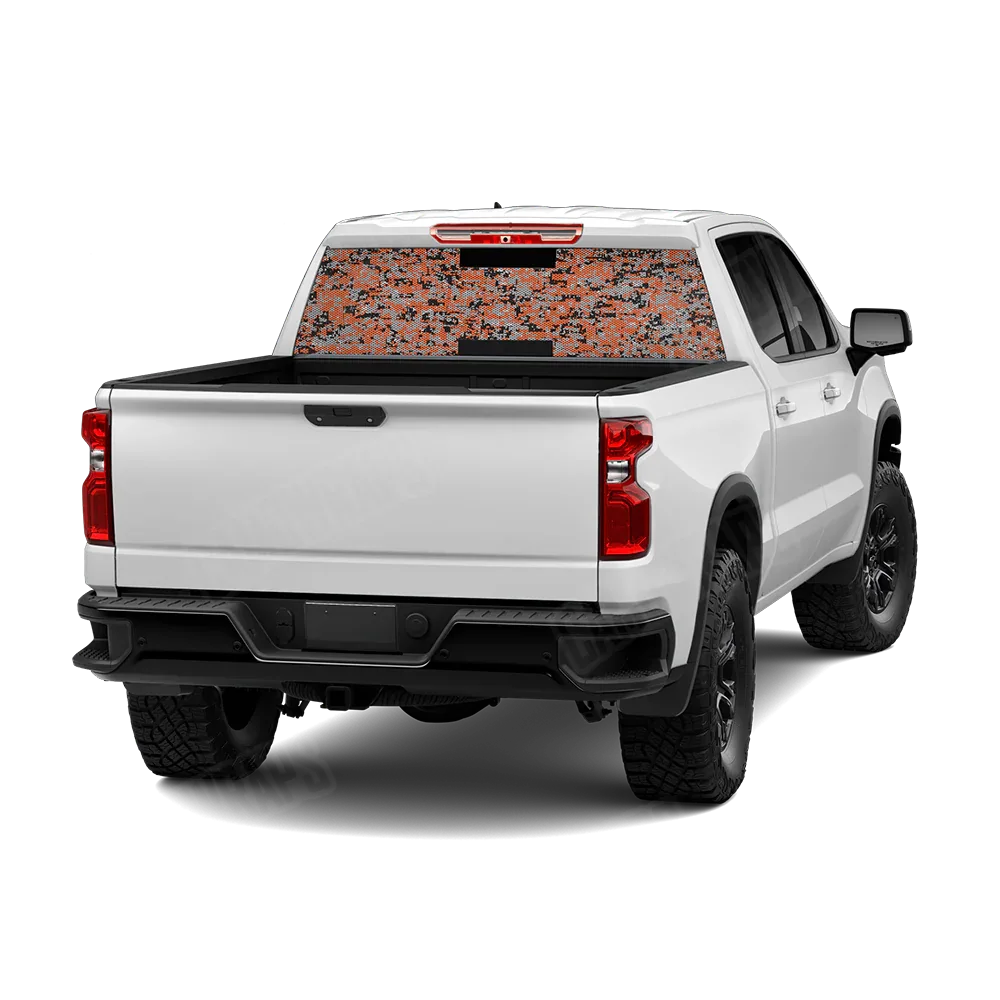 Digital Orange Tiger Rear Window Graphics
