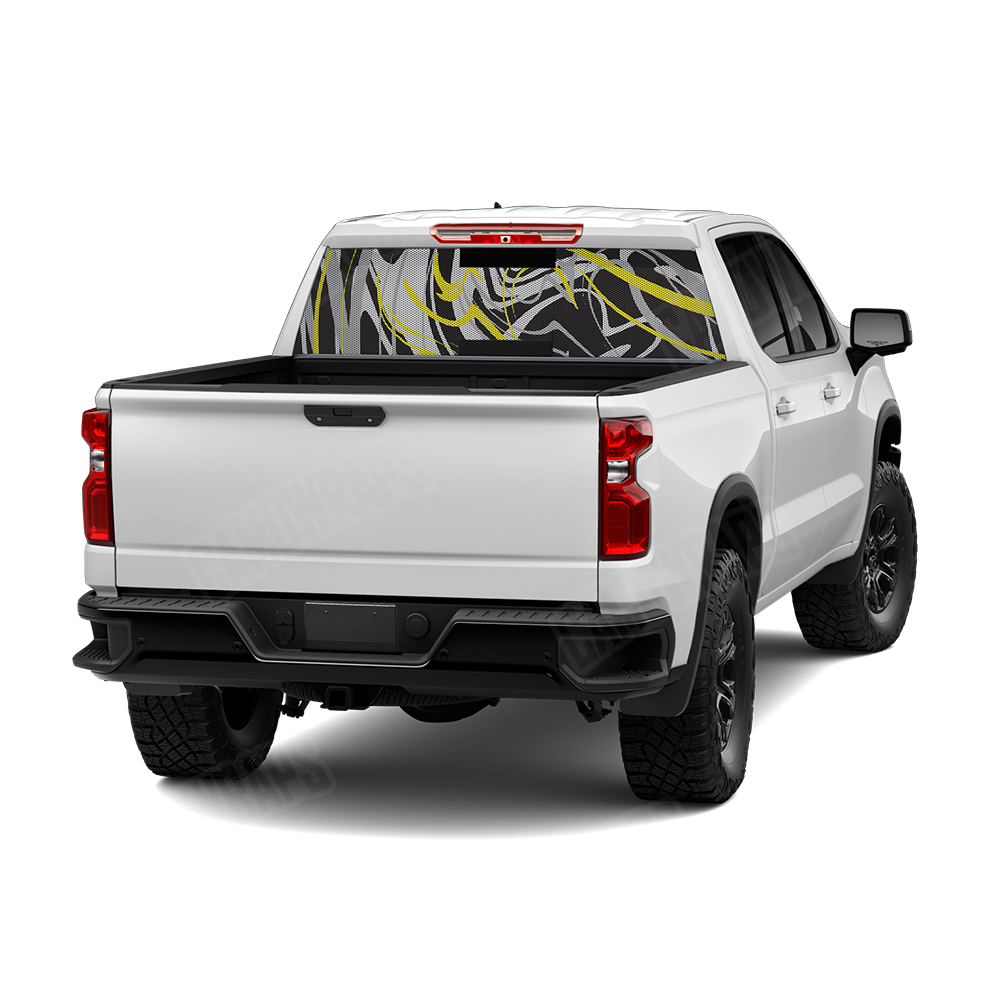 Liquid Smoke Yellow Tiger Rear Window Graphics