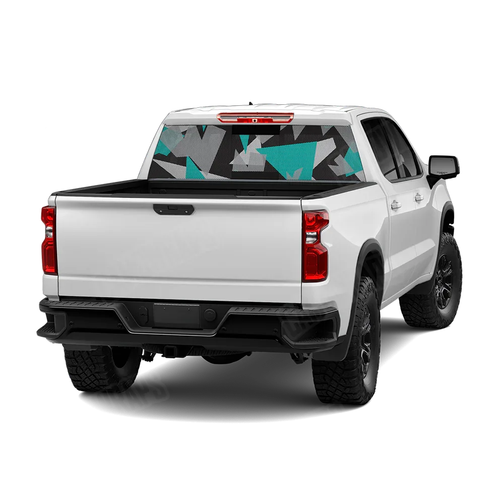 Shattered Tiffany Blue Tiger Rear Window Graphics
