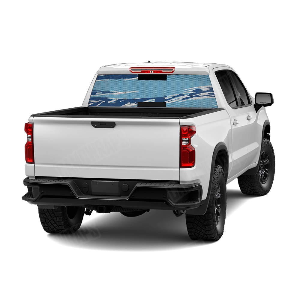 Shredded Baby Blue Rear Window Graphics