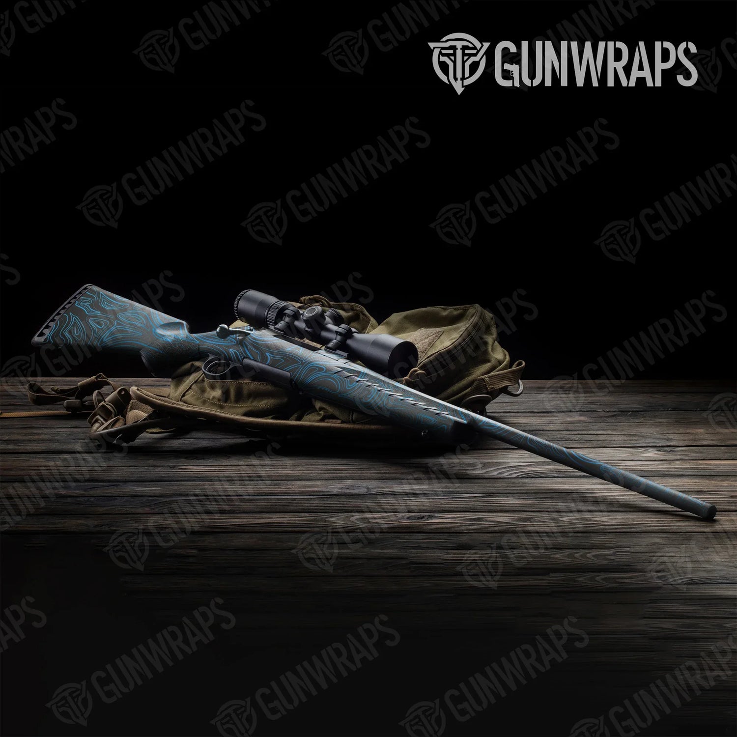 Damascus Blue Rifle Gun Skin Vinyl Wraps