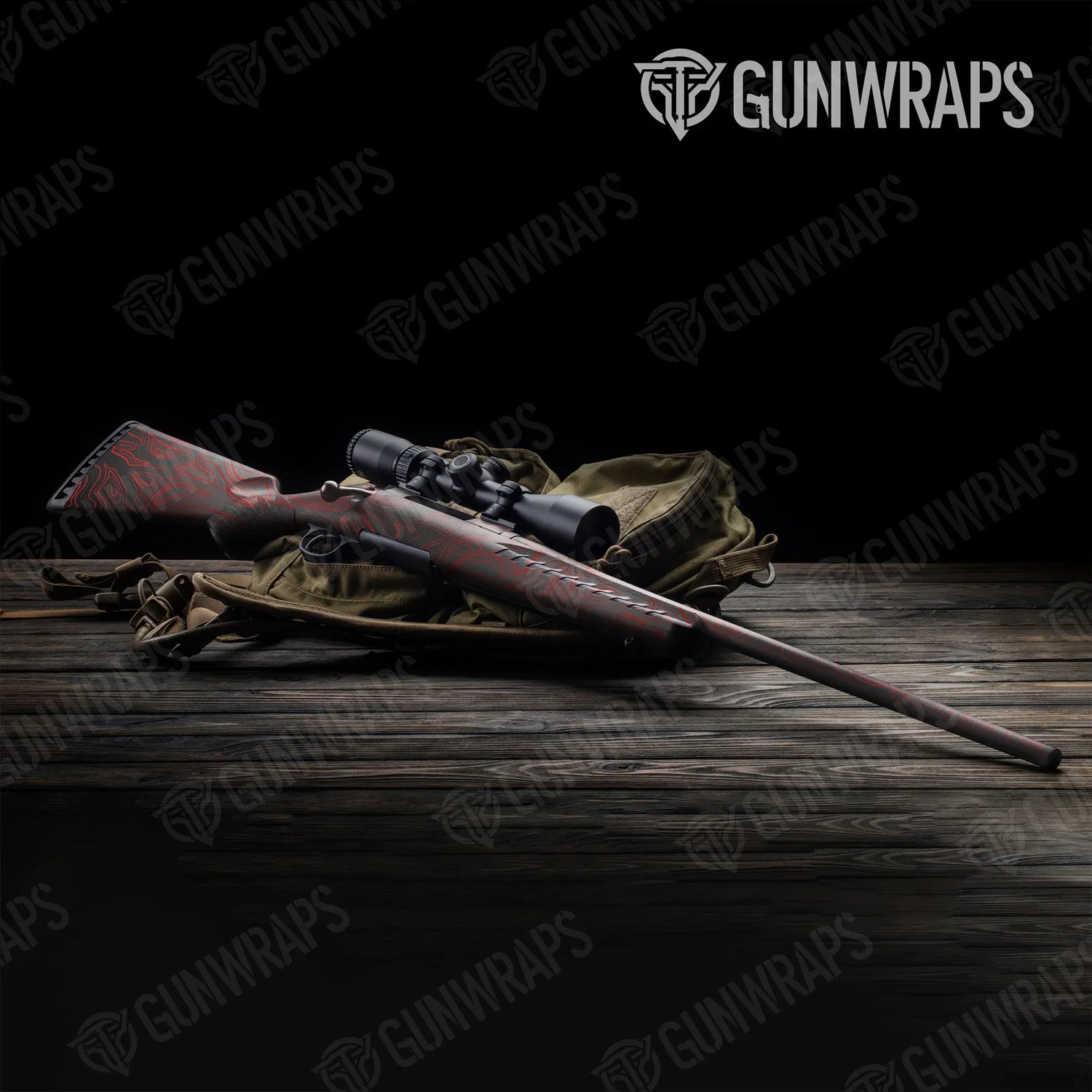 Damascus Red Rifle Gun Skin Vinyl Wraps