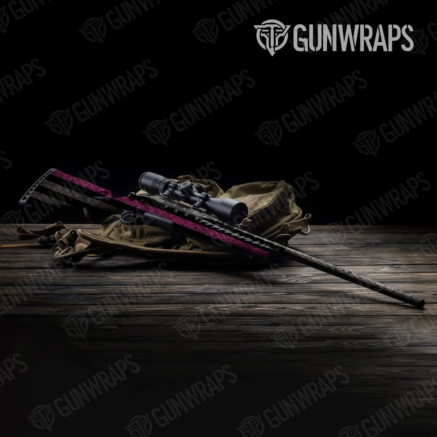 Patriotic Pink Flag Rifle Gun Skin Vinyl Wraps