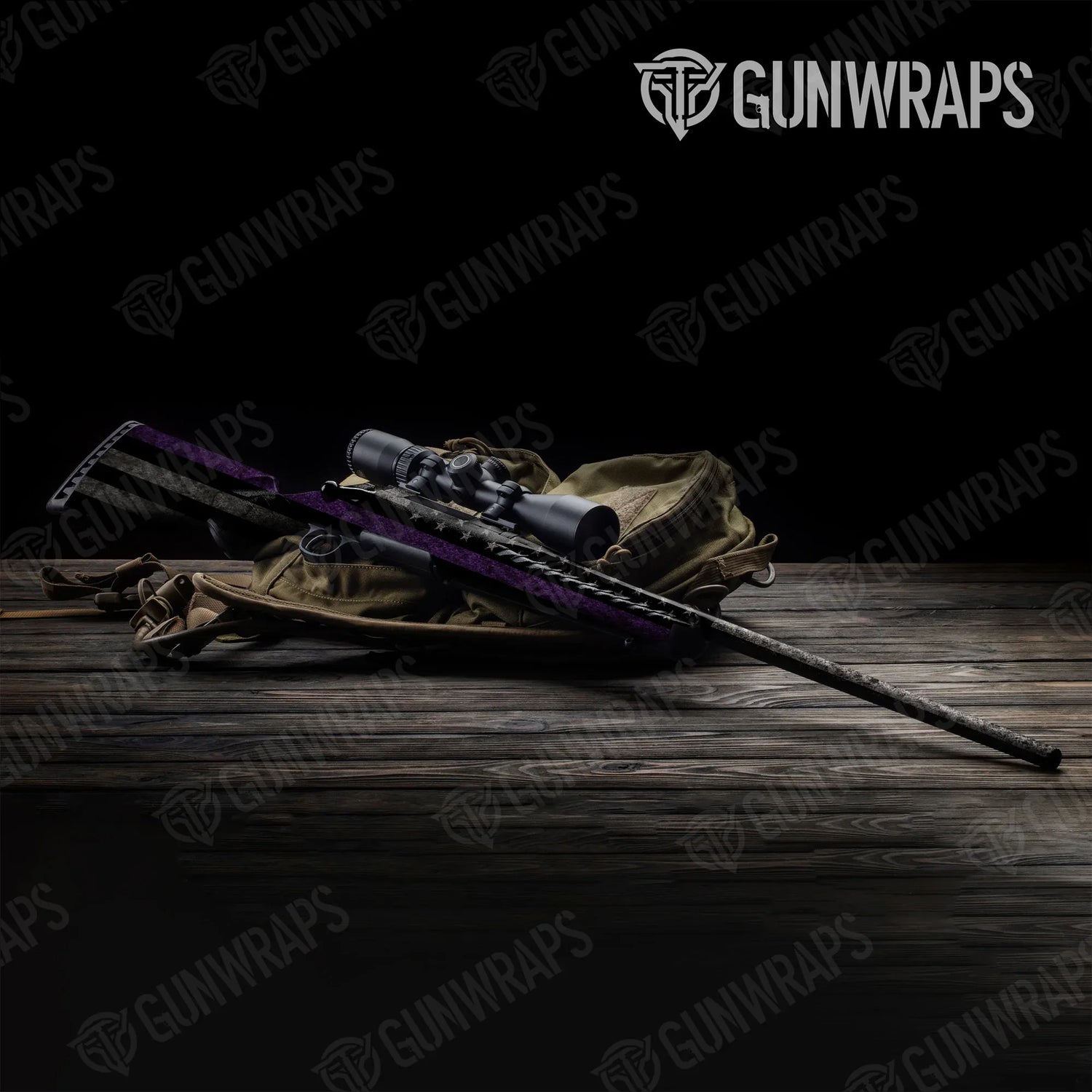 Patriotic Purple Flag Rifle Gun Skin Vinyl Wraps
