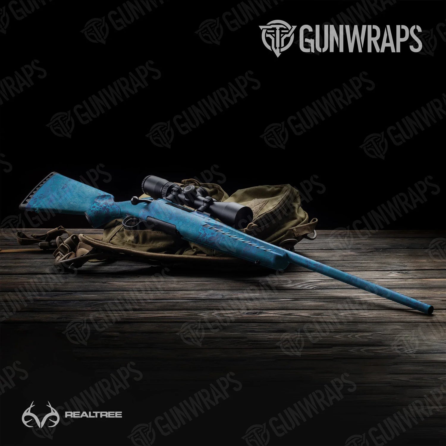 Realtree WAV3 Standard Blue Rifle Gun Skin Vinyl Wraps