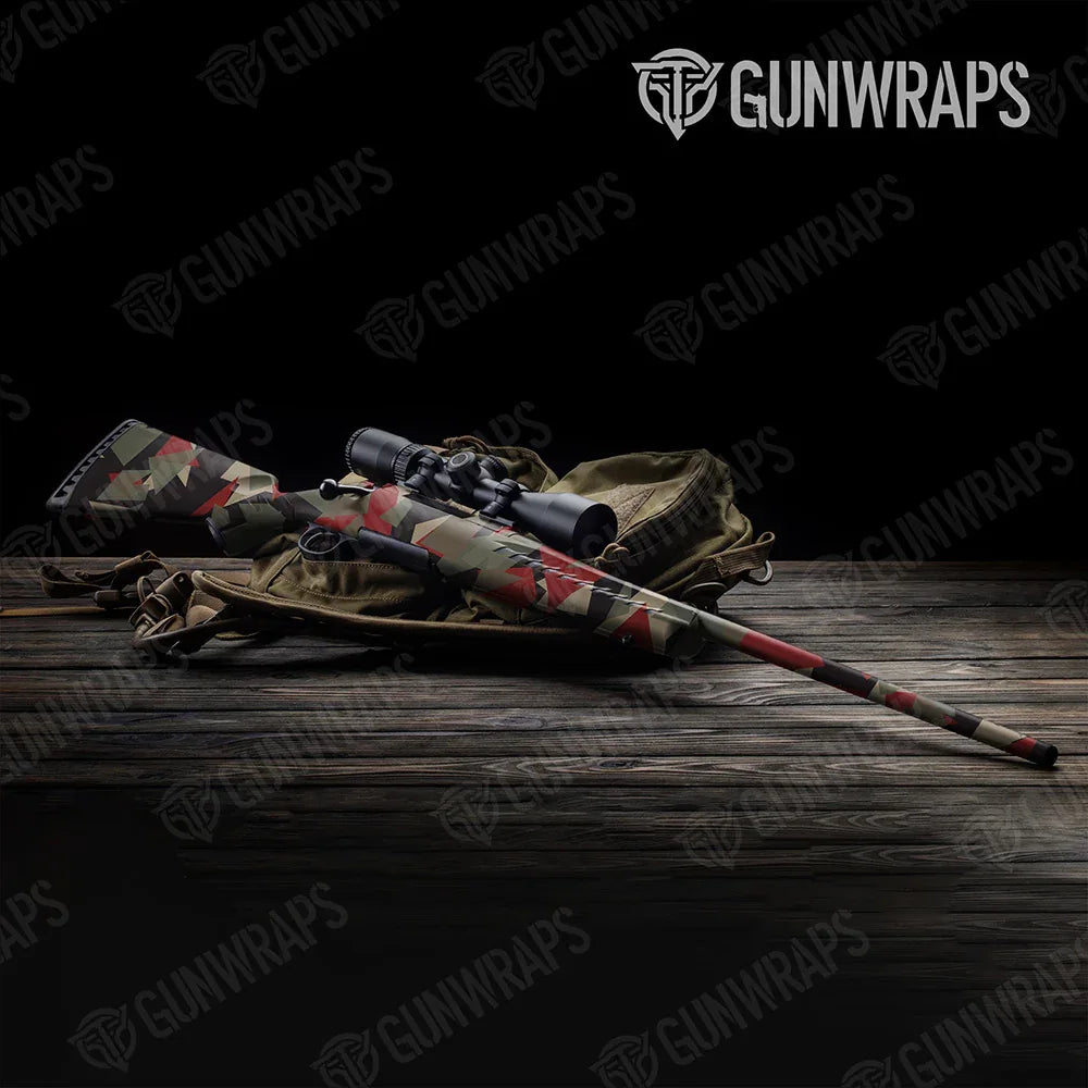 Shattered Militant Red Rifle Gun Skin Vinyl Wraps