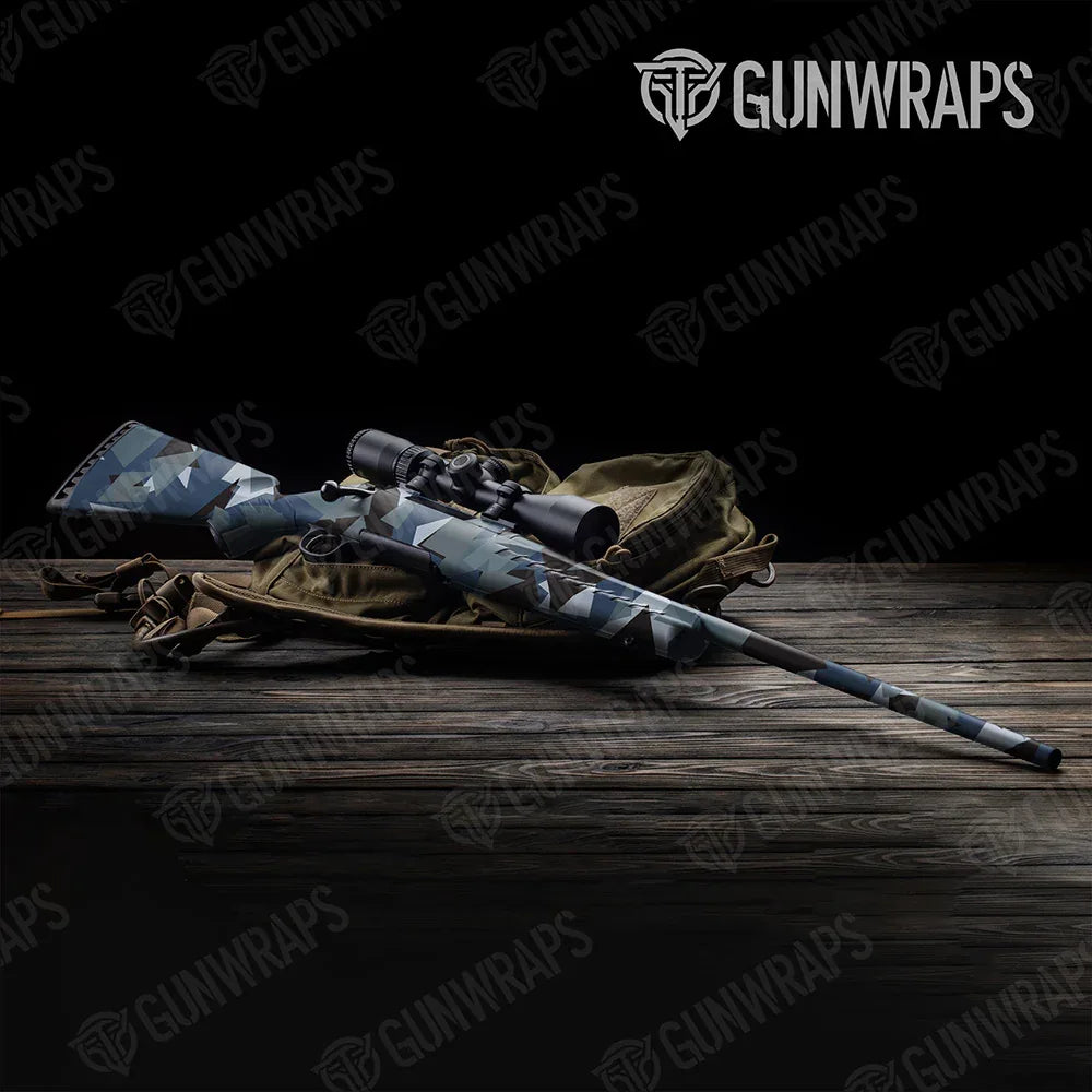 Shattered Navy Rifle Gun Skin Vinyl Wraps