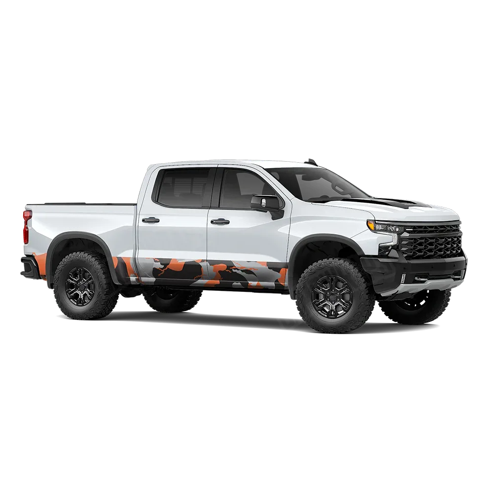 Ragged Orange Tiger Rocker Panel Wraps