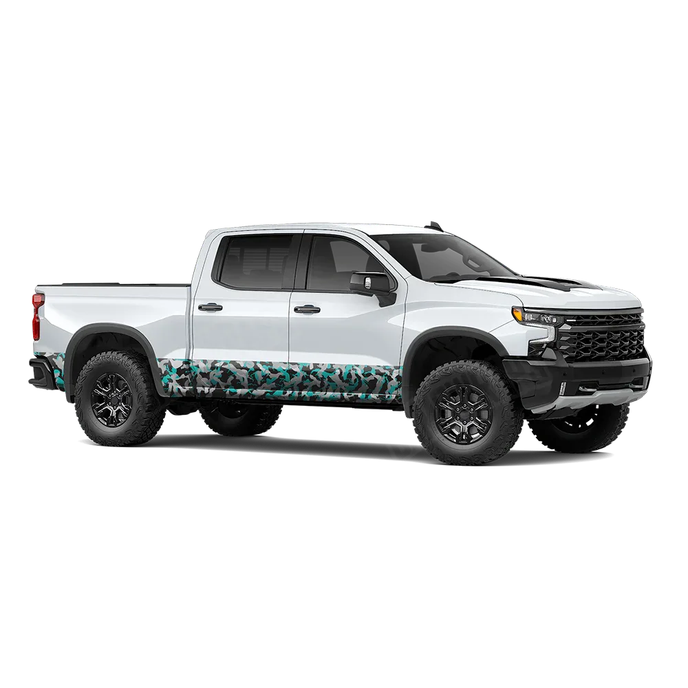 Ragged Tiffany Blue Tiger Rocker Panel Wraps