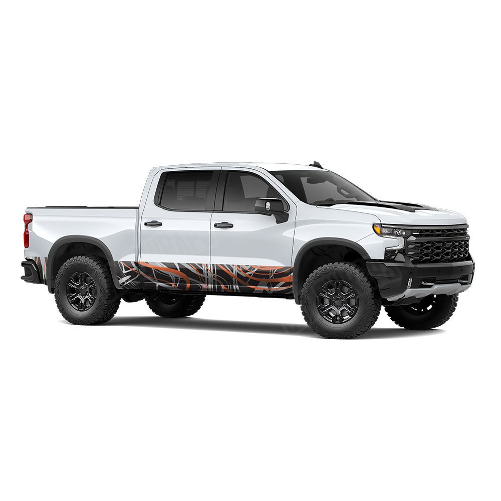 Liquid Smoke Orange Tiger Rocker Panel Wraps
