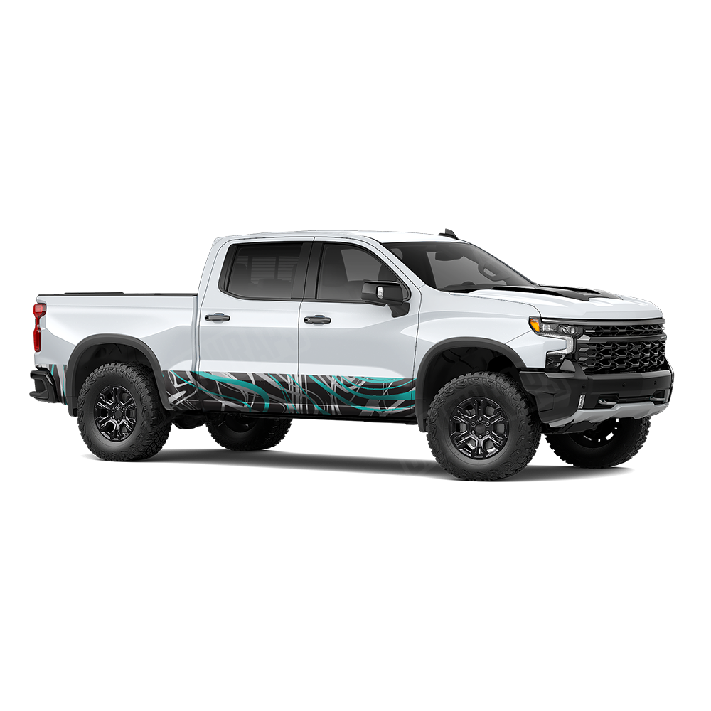 Liquid Smoke Tiffany Blue Tiger Rocker Panel Wraps