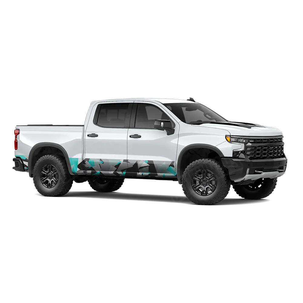 Shattered Tiffany Blue Tiger Rocker Panel Wraps