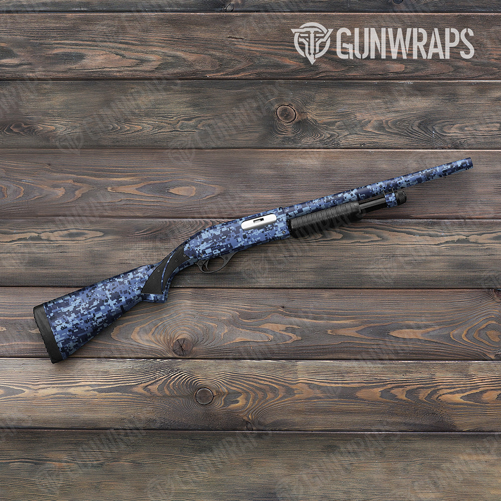 Digital Blue Urban Night Shotgun Gun Skin Vinyl Wraps