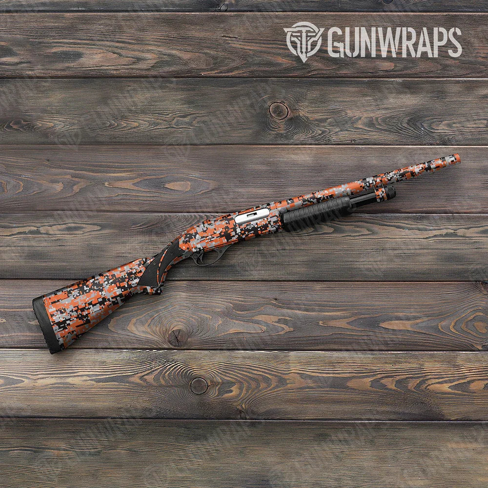 Digital Orange Tiger Shotgun Gun Skin Vinyl Wraps