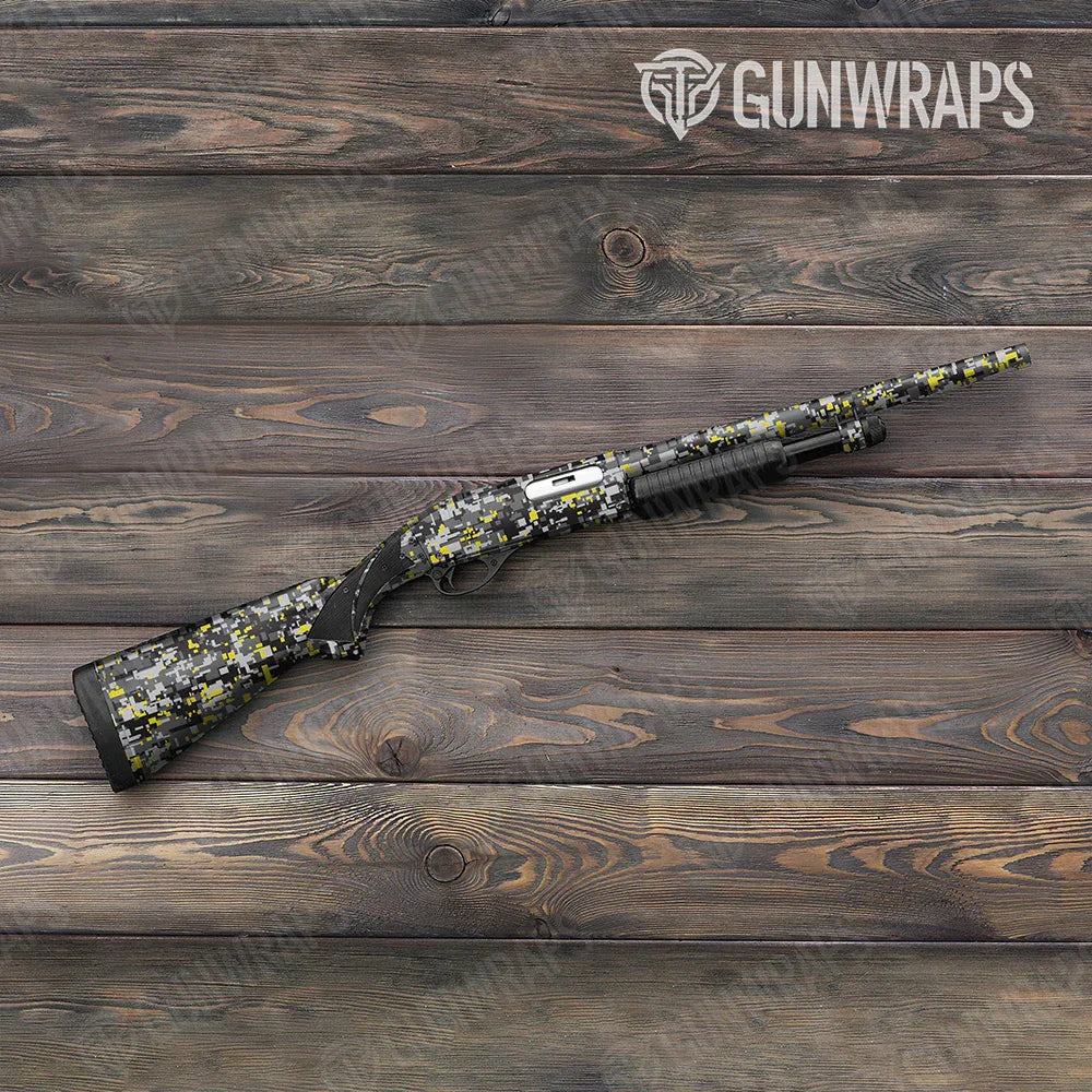 Digital Urban Yellow Shotgun Gun Skin Vinyl Wraps