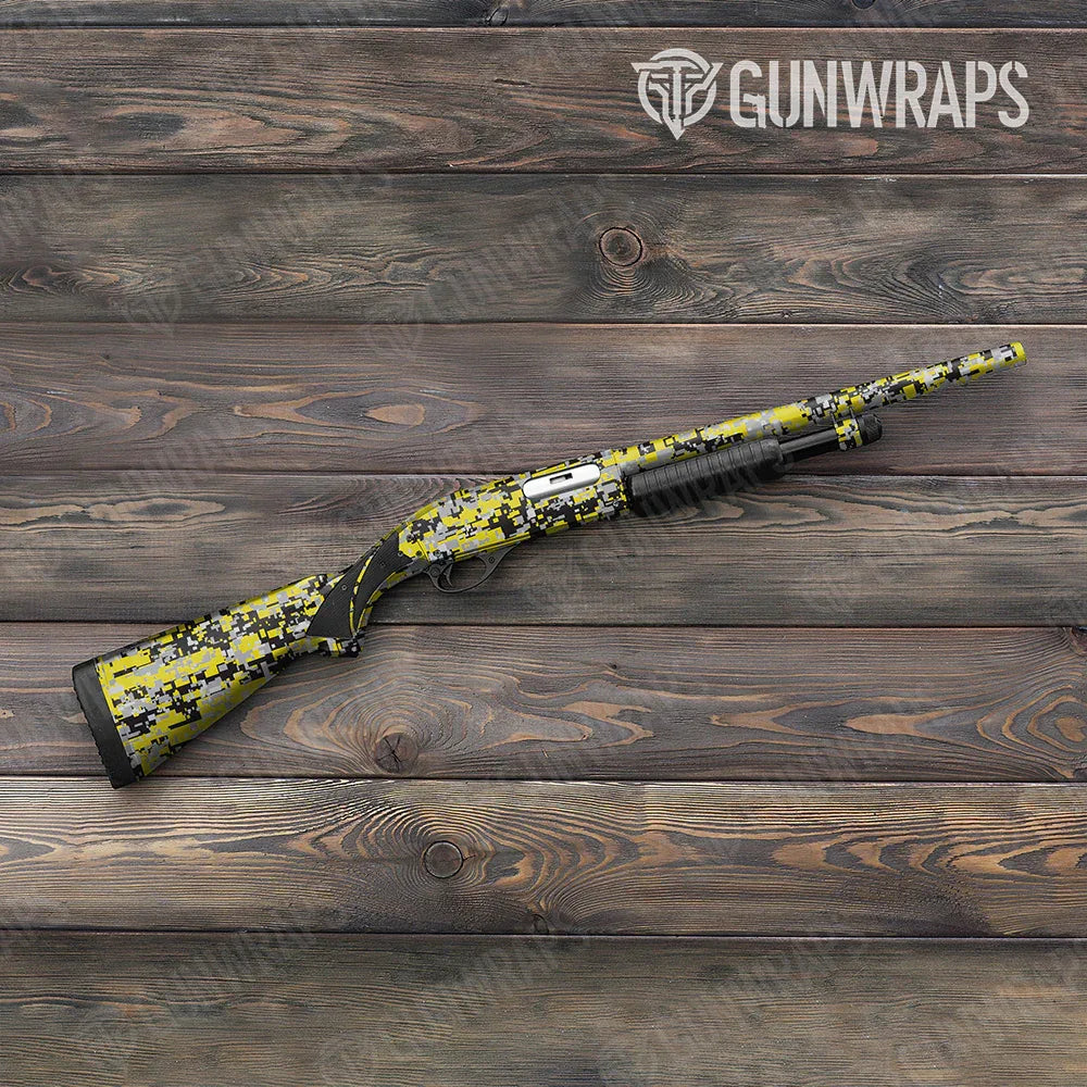Digital Yellow Tiger Shotgun Gun Skin Vinyl Wraps