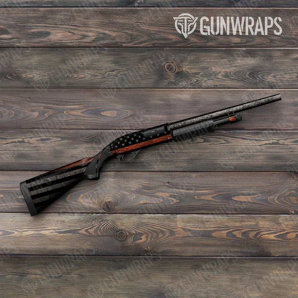 Patriotic Orange Flag Shotgun Gun Skin Vinyl Wraps