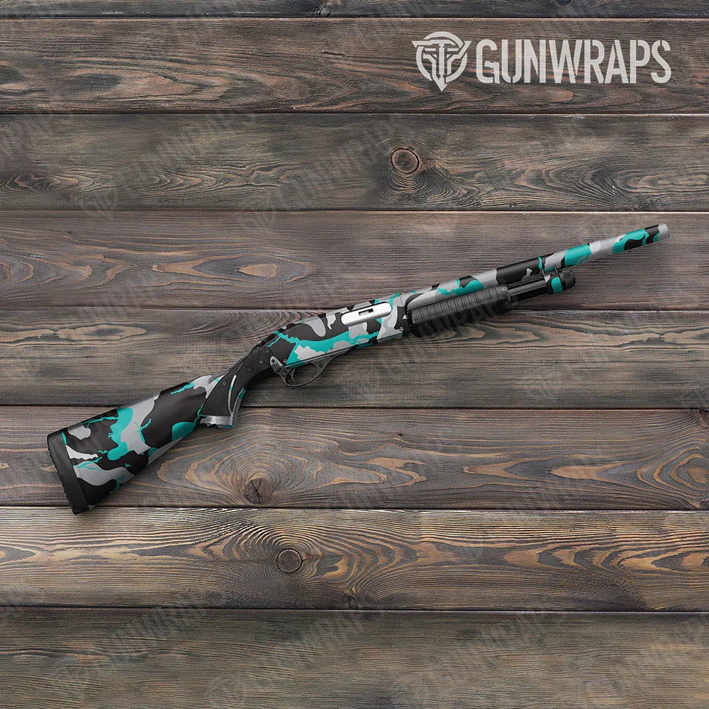 Ragged Tiffany Blue Tiger Shotgun Gun Skin Vinyl Wraps