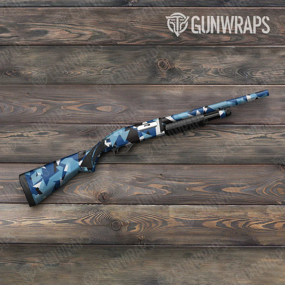 Shattered Baby Blue Shotgun Gun Skin Vinyl Wraps
