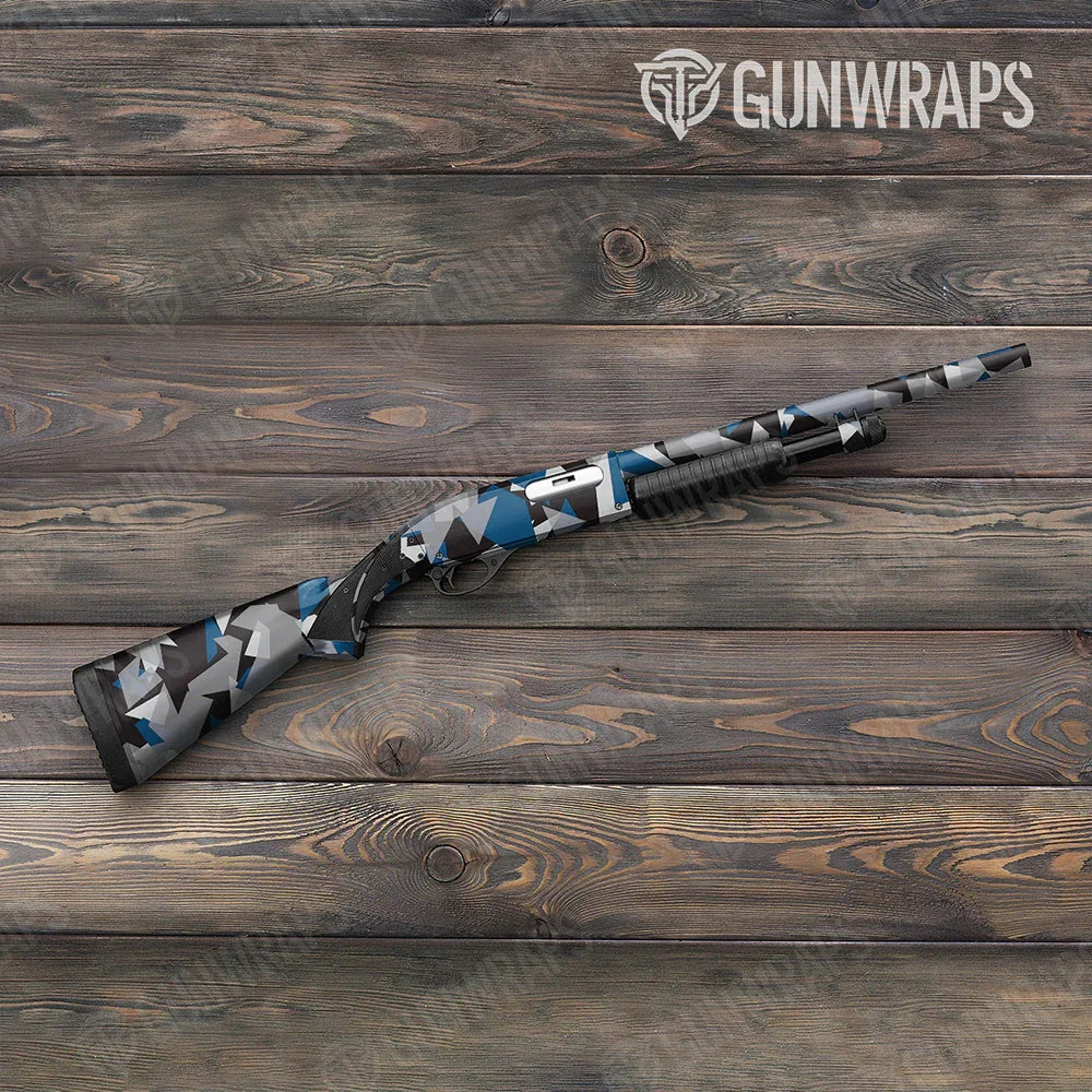 Shattered Blue Tiger Shotgun Gun Skin Vinyl Wraps
