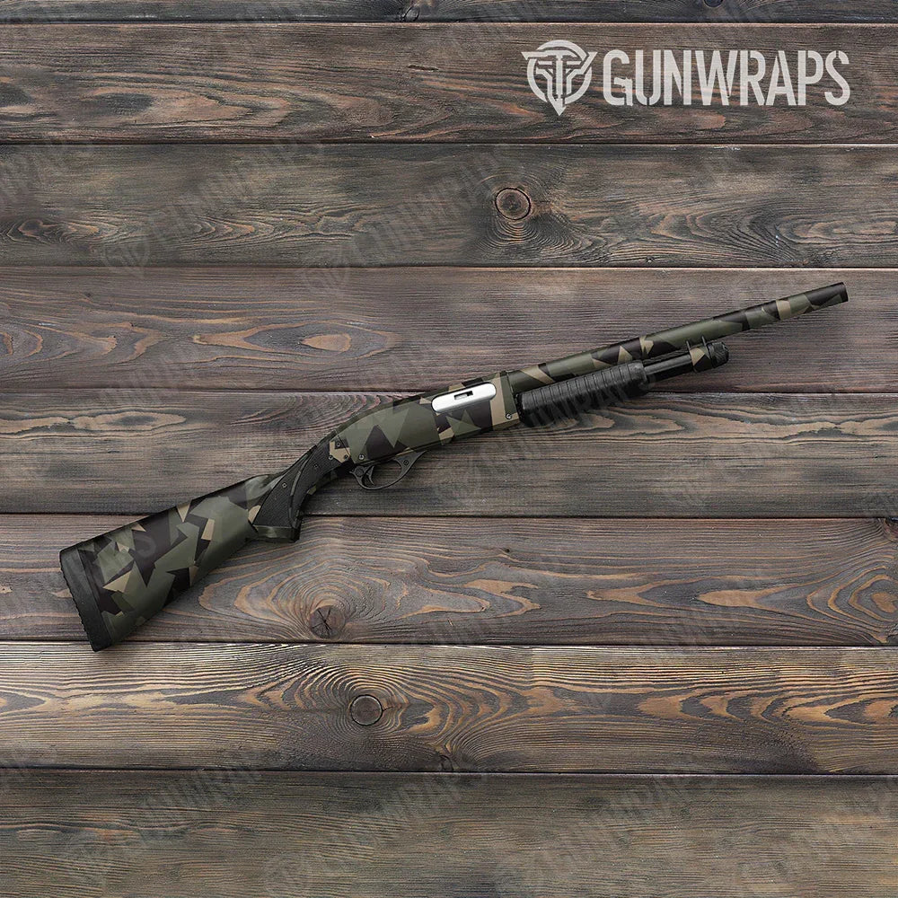 Shattered Militant Green Shotgun Gun Skin Vinyl Wraps