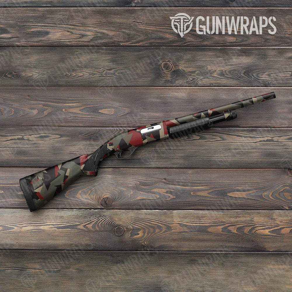 Shattered Militant Red Shotgun Gun Skin Vinyl Wraps