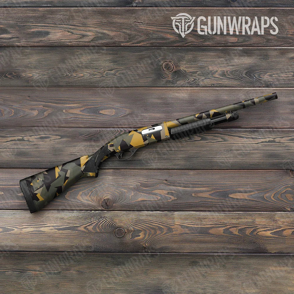 Shattered Militant Yellow Shotgun Gun Skin Vinyl Wraps