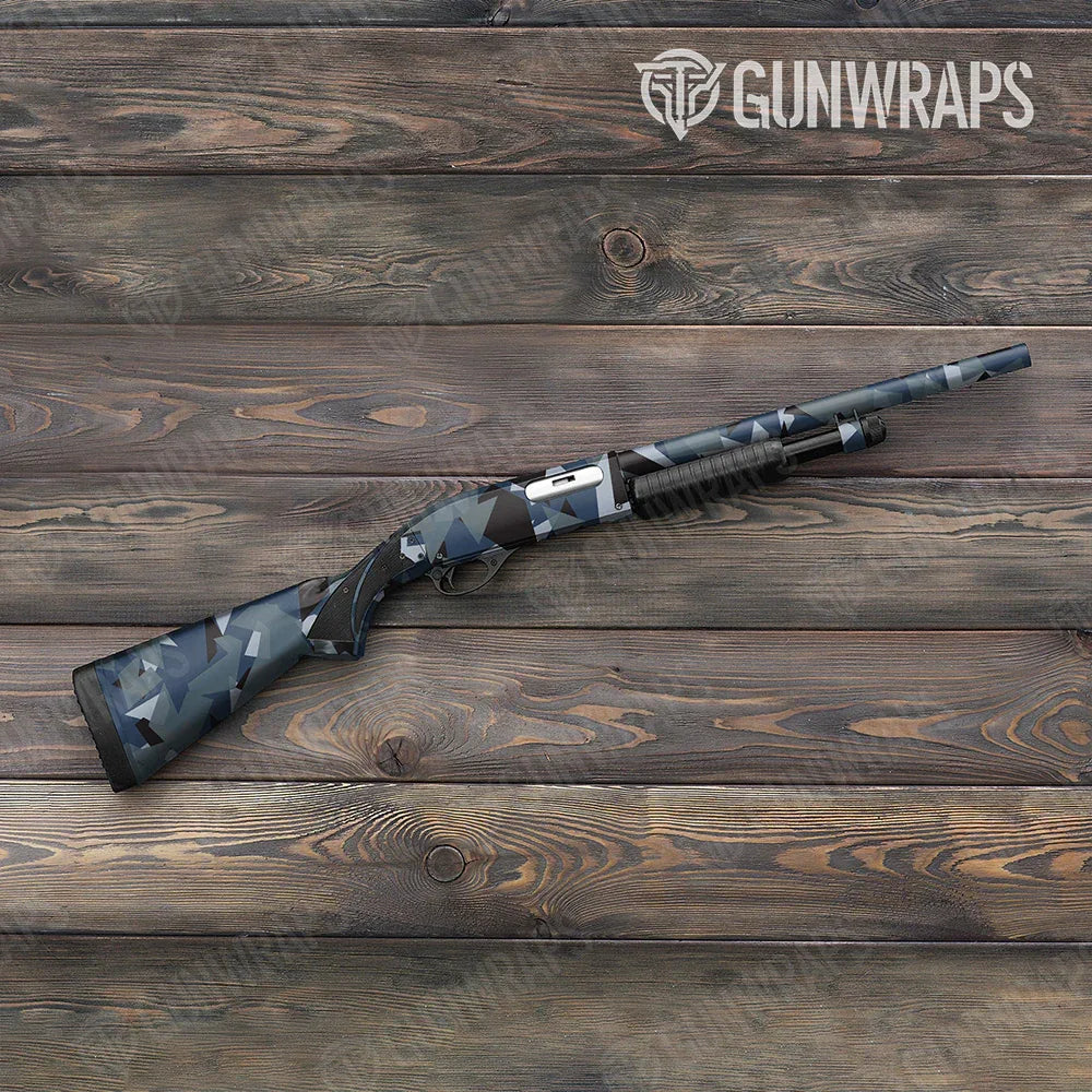 Shattered Navy Shotgun Gun Skin Vinyl Wraps
