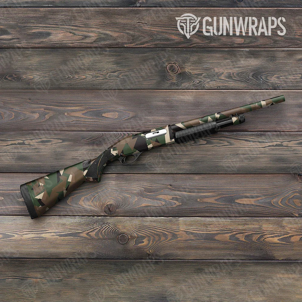 Shattered Woodland Shotgun Gun Skin Vinyl Wraps