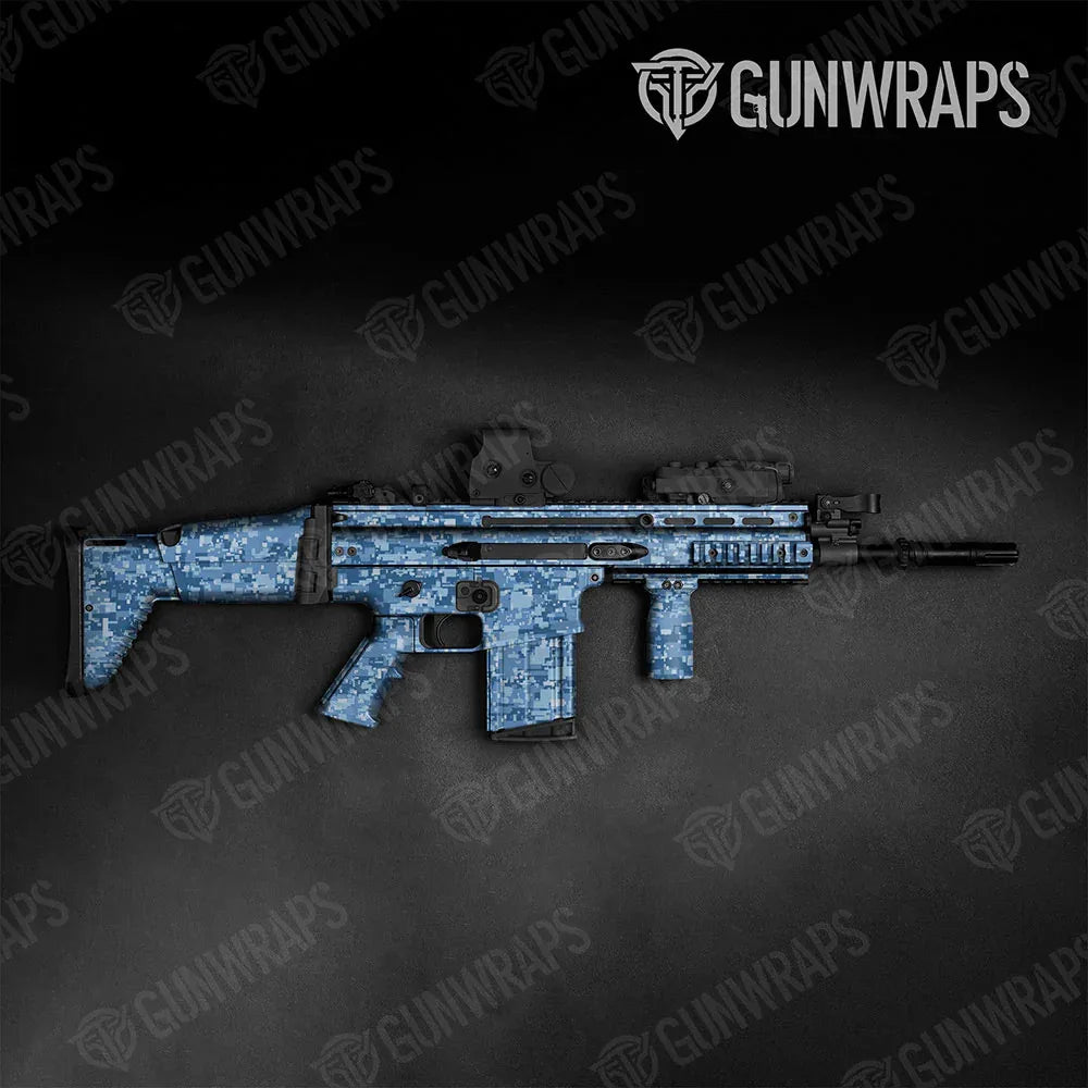 Digital Cool Blue Tactical Gun Skin Vinyl Wraps