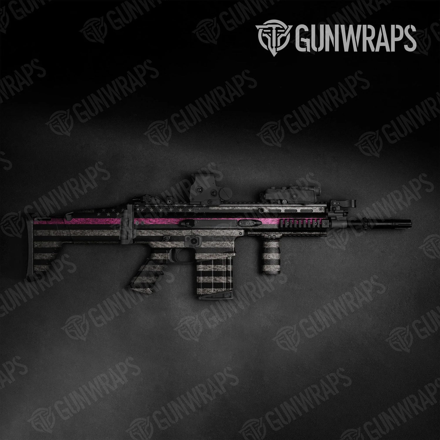 Patriotic Pink Flag Tactical Gun Skin Vinyl Wraps