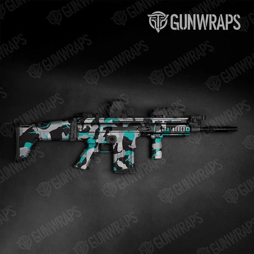 Ragged Tiffany Blue Tiger Tactical Gun Skin Vinyl Wraps