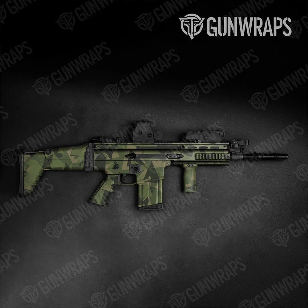 Shattered Army Green Tactical Gun Skin Vinyl Wraps