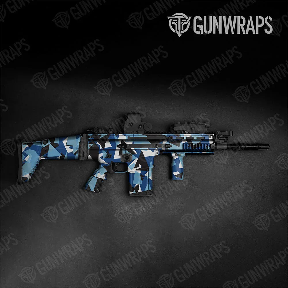 Shattered Baby Blue Tactical Gun Skin Vinyl Wraps