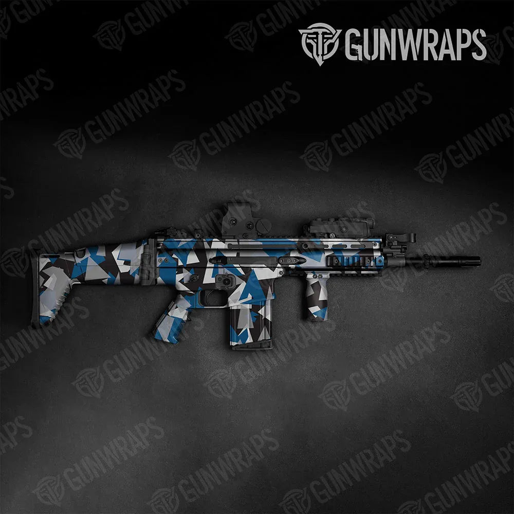 Shattered Blue Tiger Tactical Gun Skin Vinyl Wraps